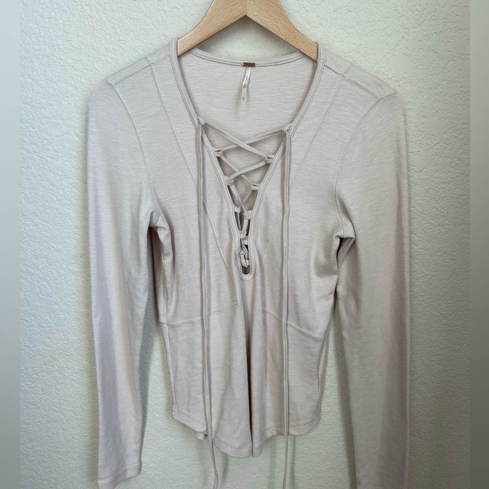 Free People - Lace up Long sleeve Top - Size Medium